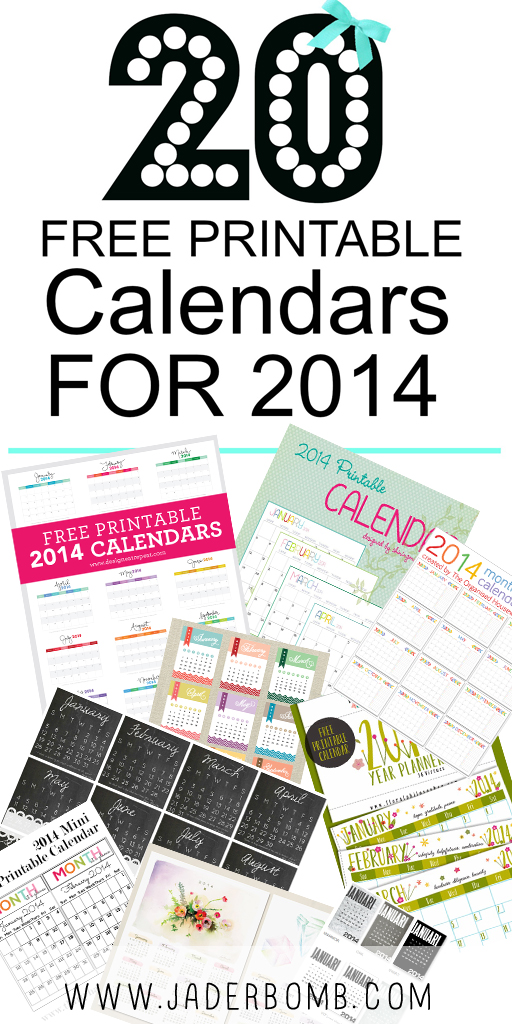 20 FREE PRINTABLE CALENDARS 2014 JADERBOMB