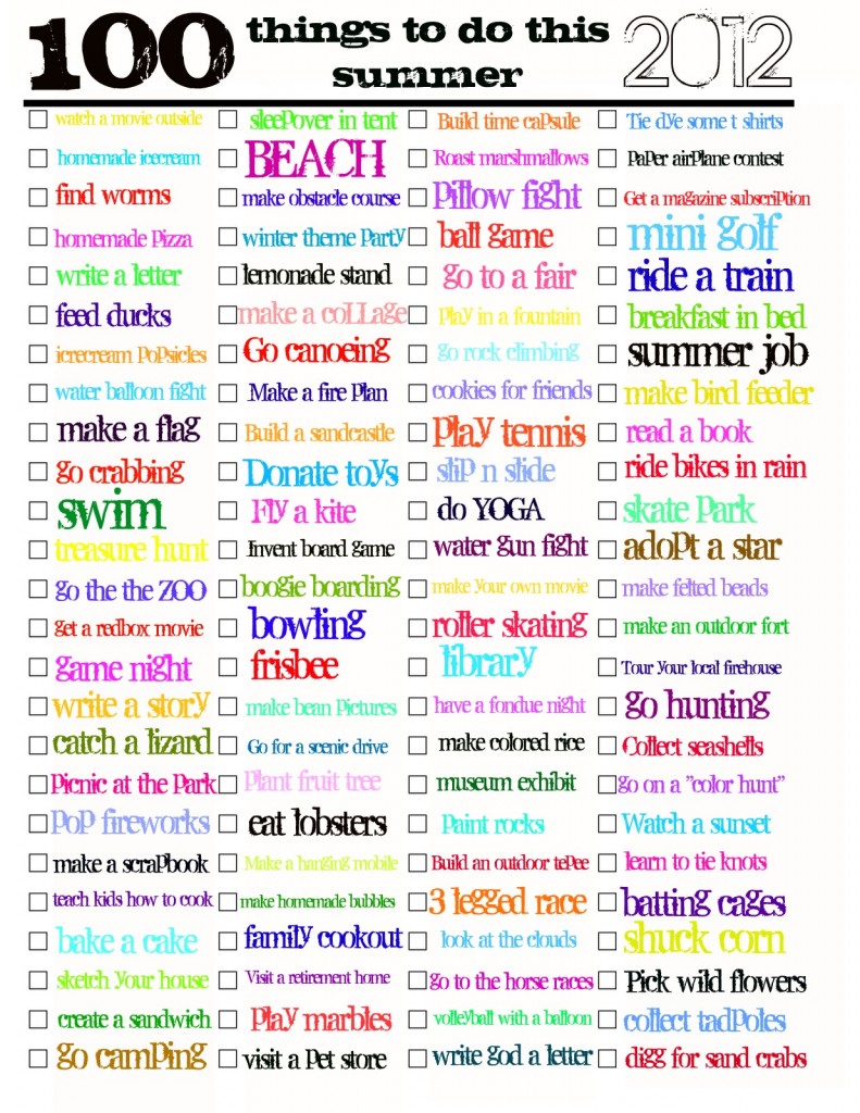 100 things to do this SUMMER PDF