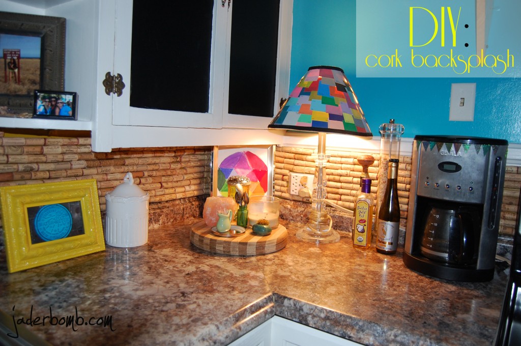 How to make a cork backsplash for your kitchen: jaderbomb