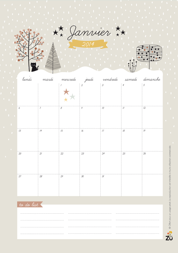 Nature printable calendar