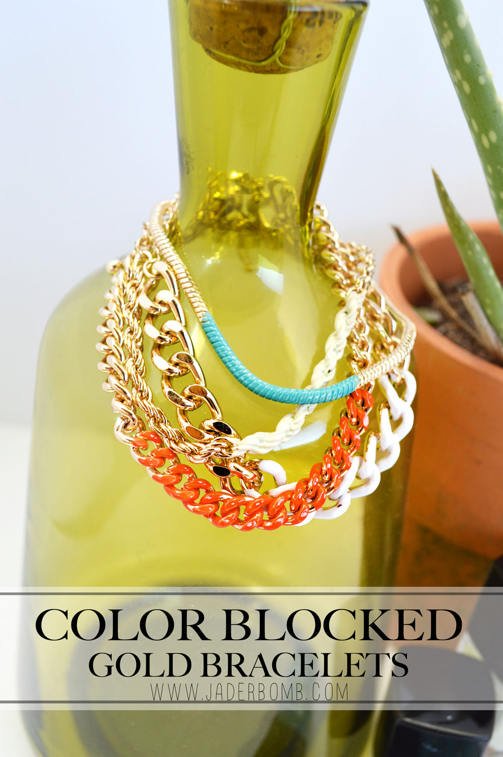 Color Blocked Gold Bracelets 