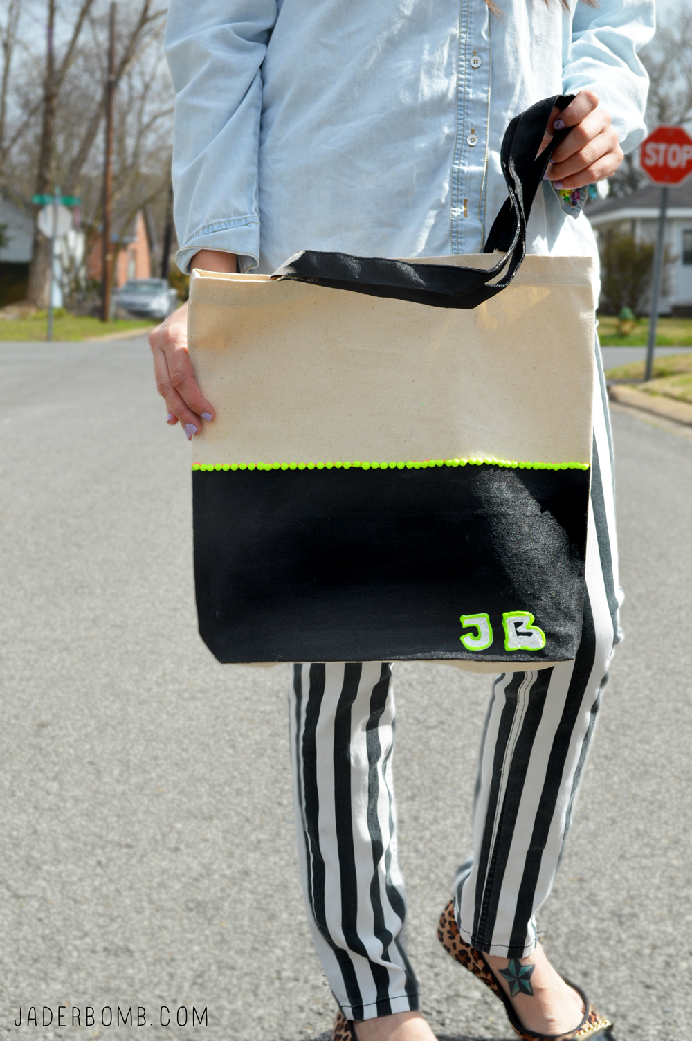 posing with bags for pictures