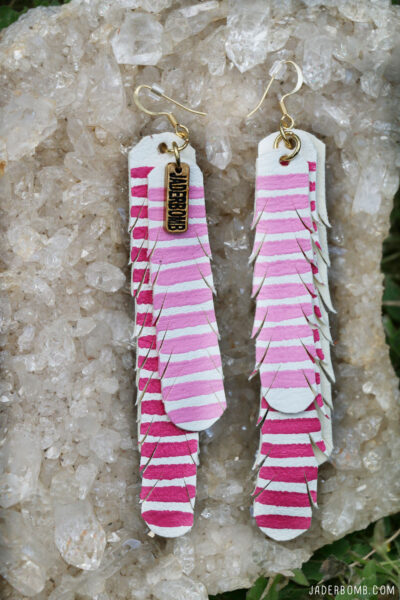 Breast Cancer Boho Leather Earrings