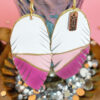 Rose Quartz Feather Leather Earrings - Image 2