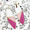 Rose Quartz Feather Leather Earrings - Image 6